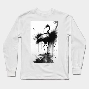 Flamingo Ink Painting Long Sleeve T-Shirt